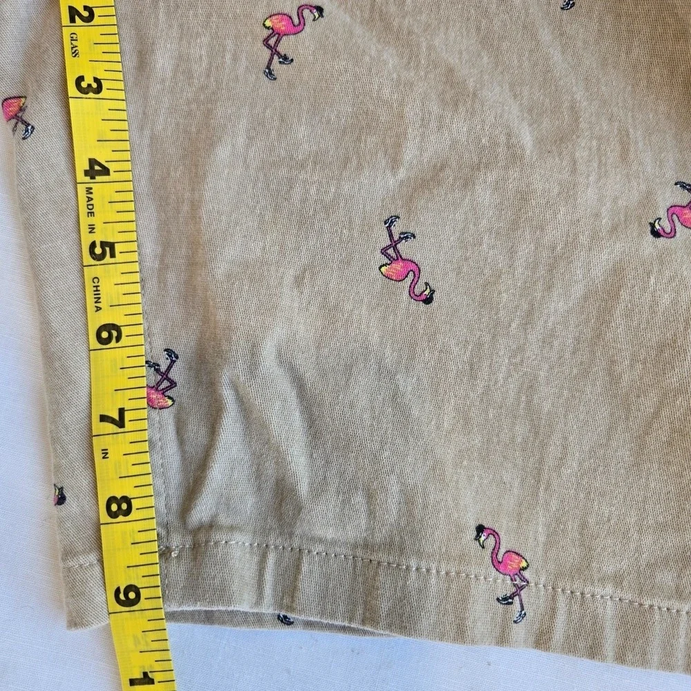 Flamingo‎ Shorts Mens 36 Khaki Stretch Twill Tropical Surf Flamingo Preppy Beach